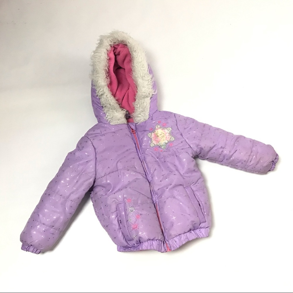 Disney Girls Winter Jacket Size 2T Purple Puffer